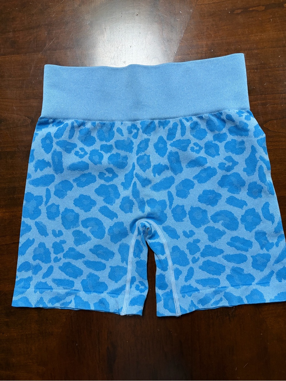 Women’s Athletic compression Shorts in Blue Leopard Print